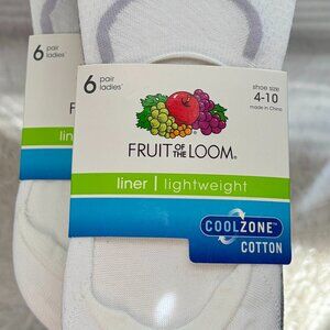 Fruit of the Loom Women's Cool Zone No Show Liners Size 4-10 ( 12 Pairs) NEW